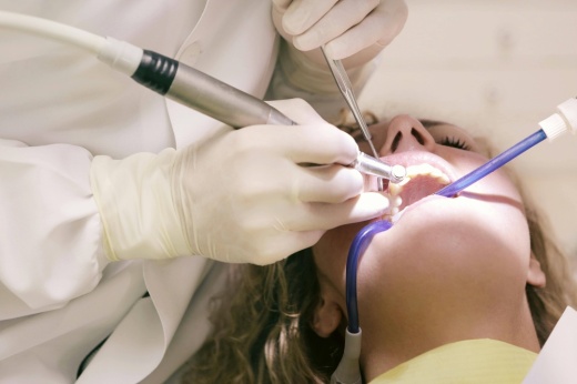 A woman getting dental care