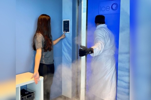 person entering a cryotherapy room