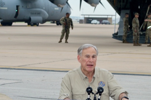 Gov. Greg Abbott speaks at a press conference about border security on May 8, 2023.