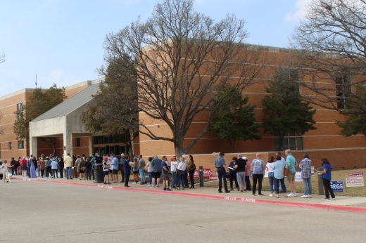 Collin County residents lined up to vote at the Haggard Library in Plano during the March 5 primary election.