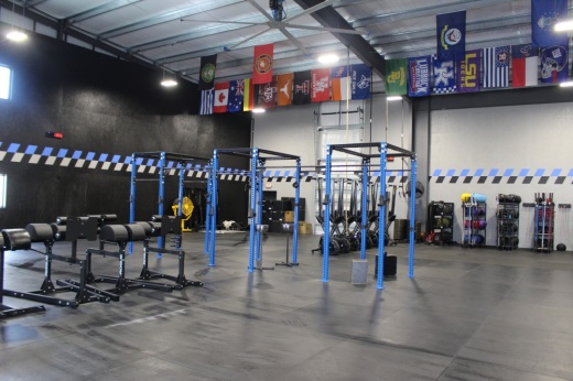View of the open space with CrossFit related equipment.  (Shaheryar Khan/Community Impact)