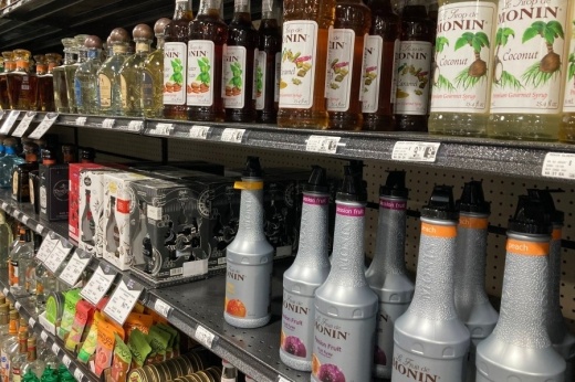 alcohol on a shelf
