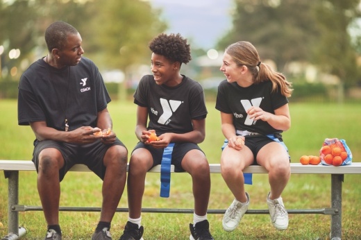 YMCA students play soccer