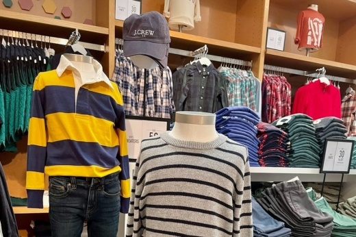 A photo of J.Crew children's clothes in a store