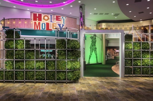 A photo of the interior of a mini golf club
