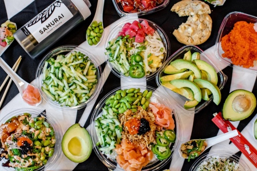 poke bowls on a table