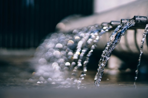 Water flowing out of tiny faucets