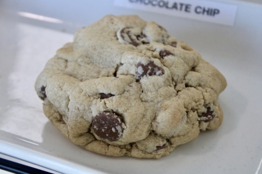 a chocolate chip cookie on a plate