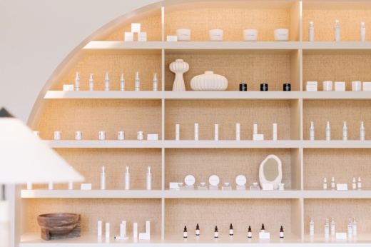 Shelf with Skin Pharm product line
