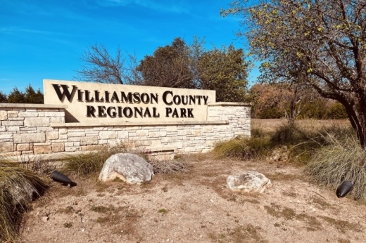 An entrance sign for the Williamson County Regional Park