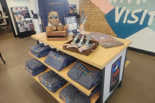 Shelves of solar eclipse merchandise