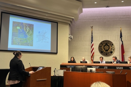 City staff member presenting to the McKinney Planning and Zoning Commission