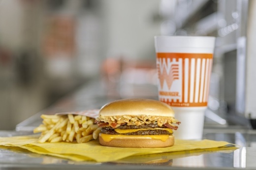burger, fries and drink