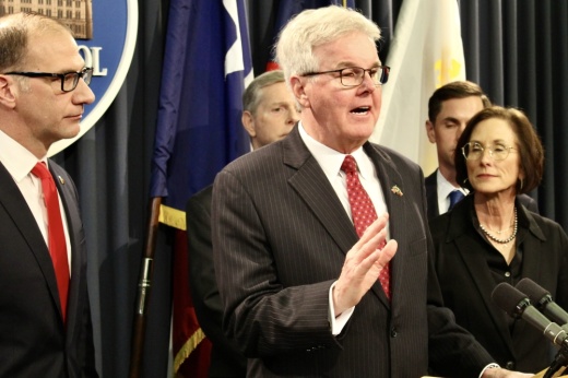 Lt. Gov. Dan Patrick speaks during a press conference on electric generation March 9, 2023.