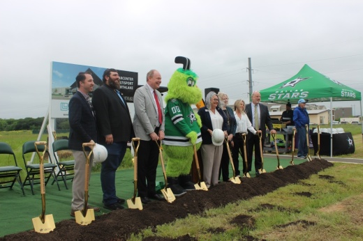 Town officials celebrated the groundbreaking for the StarCenter Multisport Northlake on April 15. (Destine Gibson/Community Impact)