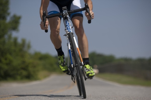 Cyclist riding on street