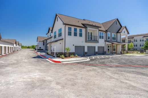 Apartment building and driveway