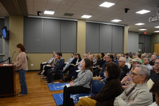An individual addresses Plano City Council on short-term rentals during the April 22 meeting