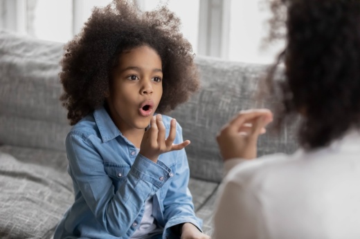 A young child in speech therapy.