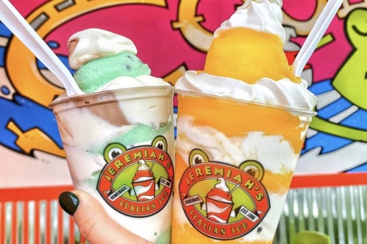 A close up shot of two cups of Italian ice