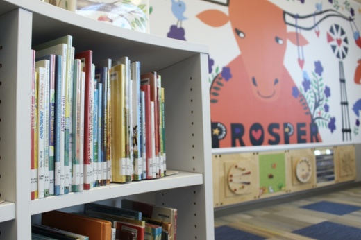 Prosper public library books and mural