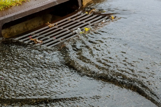 Water going into drain.