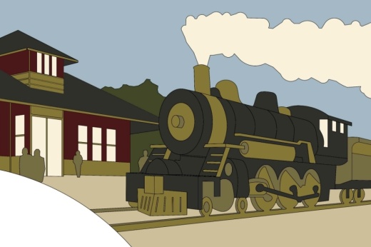 a rendering of a train that will be on a highway wall