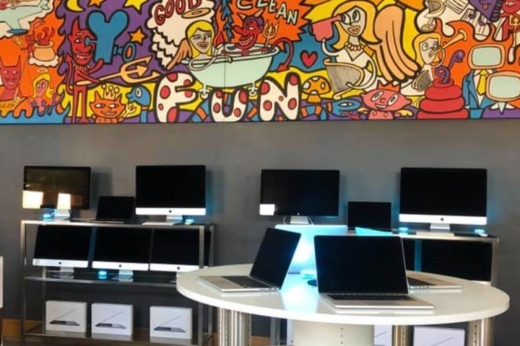 Mac computers at a store