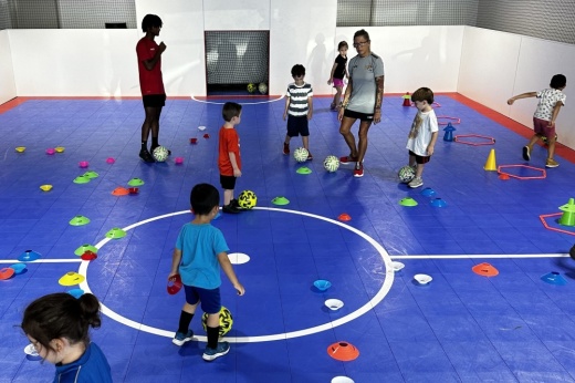 Children playing soocer