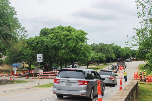Construction on Highland Shores Boulevard is underway. Work includes crosswalk and sidewalk improvements as well as an asphalt overlay that will begin in May. (Destine Gibson/Community Impact)