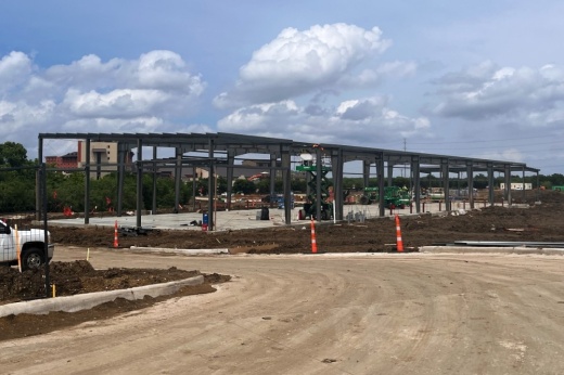 steel supports of a building