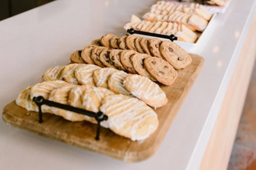Various baked items on a tray.