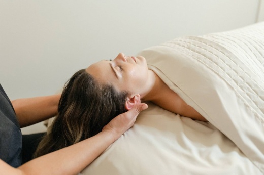 A person getting a massage at Pavitra.