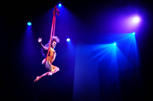 Female on trapeze.