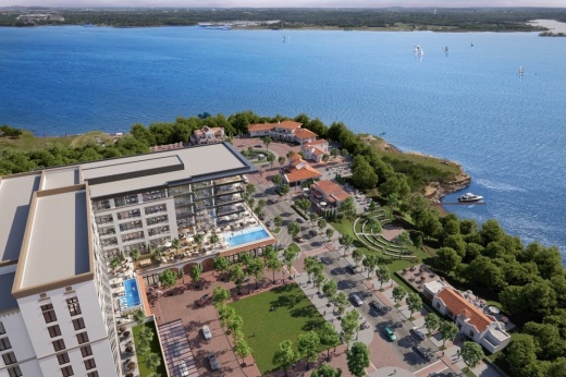 Rendering of Marriott Autograph Hotel and Class AA office building fronting Lake Grapevine in Flower Mound.