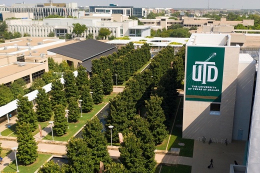 Aerial view of the UT Dallas campus.