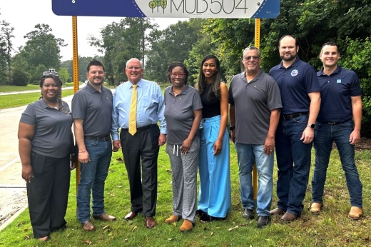 Officials with Harris County Precinct 3 and Harris County Municipal Utility District No. 504 gathered June 6 for the groundbreaking of the Madera Run Parkway widening project. (Courtesy Harris County Precinct 3)