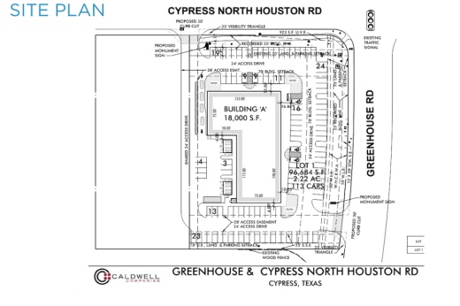 A site map shows plans for the future Towne Lake Market retail development. (Courtesy Caldwell Cos.)