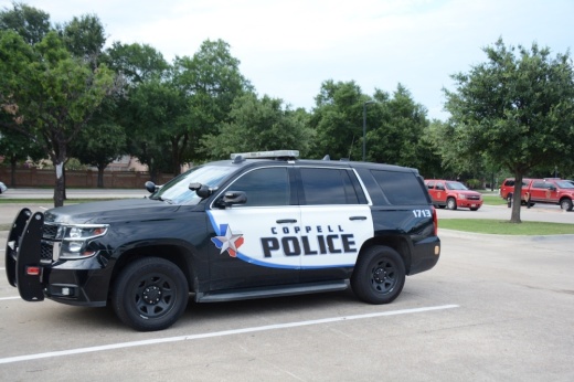 Coppell police vehicle in a parking lot