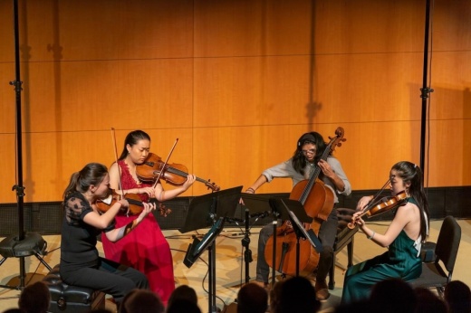 The Meraki String Quartet is pictured here in a January 2024 performance presented by San Antonio nonprofit Classical Music Institute. The Orchestra San Antonio, which performs under the CMI umbrella, was recently gifted $2 million from Frost Bank, which also will be a sponsor of the musical group. (Courtesy Classical Music Institute)