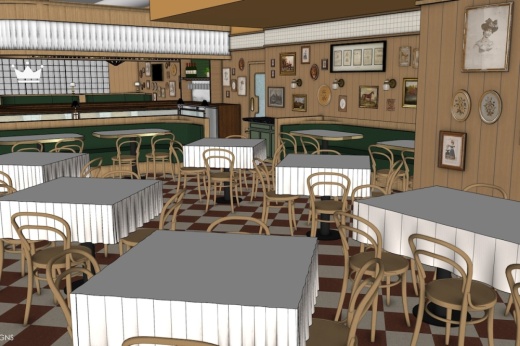 Rendering of dining room at Cousin Louie's.