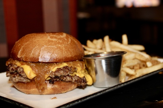 burger with fries