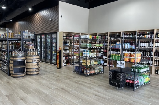 Shelves of liquor and wine inside a liquor store