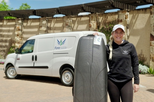 company truck with person with luggage