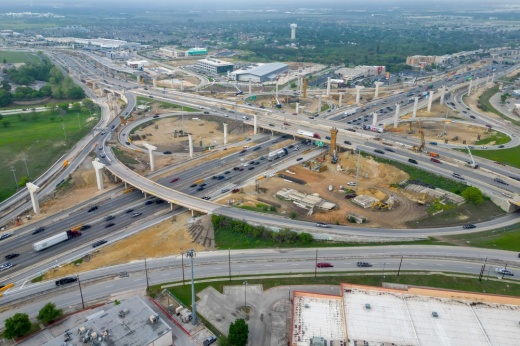 Drone picture of I-35 and Loop 1604 intersection