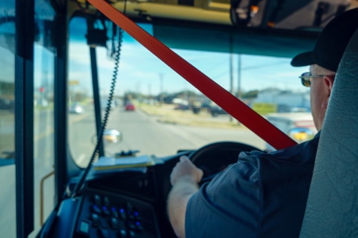 Comal ISD bus driver behind the wheel. (Courtesy Comal ISD)