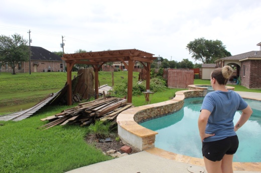 Friendswood resident surveys property damage
