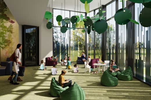 window area with seating at library
