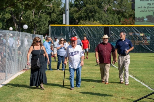 Gail “Big Boy” Hester walks the through the field named after him at Memorial Park in Round Rock. (Courtesy city of Round Rock)