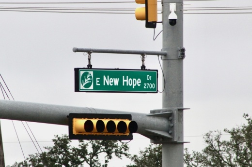 E. New Hope Drive road sign